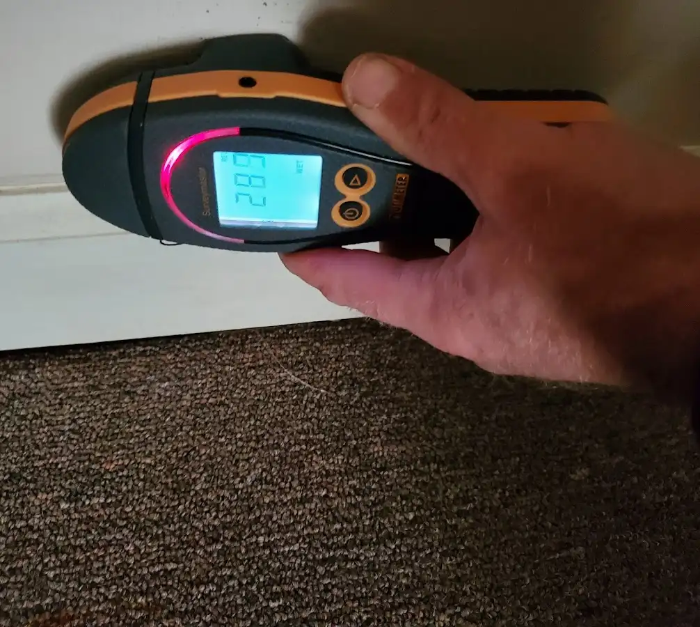 Moisture detection at baseboard during Sewage Cleanup & Sanitation in Medina